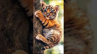 Adorable Baby Tiger Climbing a Tree 🐯🌳 [upl. by Jos]