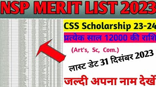 NSP Merit List 2023How to check your nameCSS scholarship 2023 [upl. by Ramoh790]