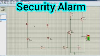 Security Alarm Circuit simulation in Proteus  Security alarm Project [upl. by Ecyal65]