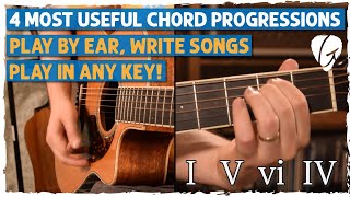 4 COMMON CHORD PROGRESSIONS EVERY GUITARIST SHOULD KNOW  Nashville Number System FOR BEGINNERS [upl. by Adrianna]