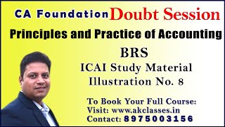 Bank reconciliation statement ICAI  Study Material  illustration 8 BRS [upl. by Odine]