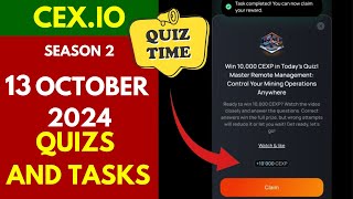 Cexio 13 October Solve Quiz And Receive 30000 CEXP [upl. by Ripleigh]