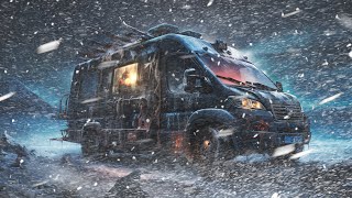 Cozy Van Life Winter Camping in Snow Storm Blizzard Extreme Weather Freezing Temperatures vanlife [upl. by Tatiania]