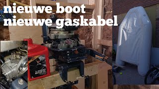 Gaskabel vervangen bij de 4pk  Nieuw bootje [upl. by Suhcnip]