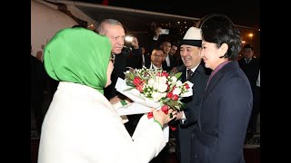 Turkish President Recep Tayyip Erdogan arrives in Kyrgyzstan [upl. by Akerdnuhs]