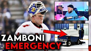 THIS ZAMBONI DRIVER BECAME AN NHL EMERGENCY GOALIE  Soccer Fan Reacts [upl. by Ahsenid996]