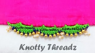 How to make Saree Tassels with beads using Silk Thread [upl. by Arihay]