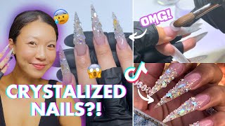 I Tried Out Crystalized Glitter Acrylic Nails For The First Time And I Was Not Expecting This [upl. by Llehsam]