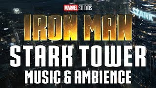 Iron Man Music amp Ambience  Stunning View of Stark Tower with Thunderstorm Ambience [upl. by Ceil]