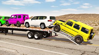 Flatbed Truck Mcqueen  Transportation with Truck  Pothole vs Car 200  BeamNGDrive [upl. by Lindsley555]