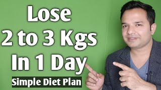 Lose 2 to 3 kgs in 1 Day  Simple Diet Plan [upl. by Max]