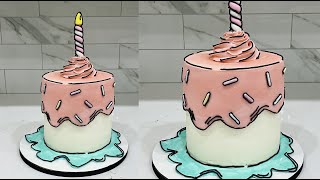 Comic Cake Tutorial  How to make a Cartoon cake  Rainbow Comic Cake  Cartoon Cake Trend 2023 [upl. by Aurel244]