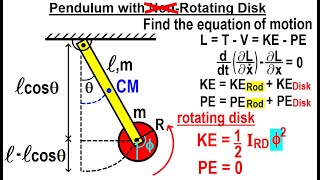 Physics 68 Lagrangian Mechanics 21 of 32 Pendulum with Rotating Disk [upl. by Alded]