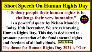 Speech on Human Rights Day  Short speech on human rights  Essay on Human rights day [upl. by Dorree]