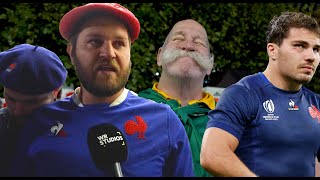 France fans react to Quarter Final exit to Springboks in the Rugby World Cup [upl. by Ahsinnor]