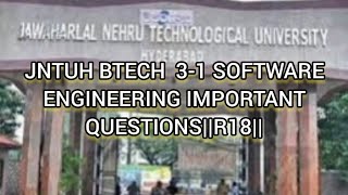 JNTUH 31 SOFTWARE ENGINEERING IMPORTANT QUESTIONSR18JNTUH [upl. by Tynan377]