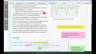 Exercice résolu Signal sonore numérisation compressionEnseignement scientifique [upl. by Enileda]