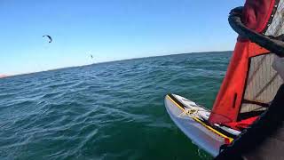 Racing a Kitesurfer on Sailboard at Monterey Sydney [upl. by Maudie]