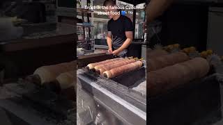 Trdelnik Czech famous street food 💙 trdelnik prague czechrepublic [upl. by Feilak231]