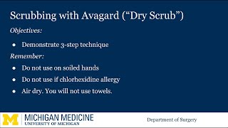 Scrubbing with Avagard quotDry Scrubquot Medical Student Microlearning Videos for the Surgery Rotation [upl. by Glovsky]