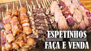 ESPETINHOS PARA CHURRASCO I 6 SABORES QUE MAIS VENDEM I DICAS E TRUQUES I Família Gourmet [upl. by Euqinna]