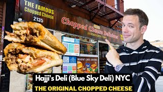 Eating the Original NYC Chopped Cheese Sandwich at Hajji’s Blue Sky Deli [upl. by Asira]