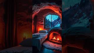 Extreme thunder snow storm❄️ Relaxing fireplace sound relaxing tour sleepwell travel [upl. by Sallee]