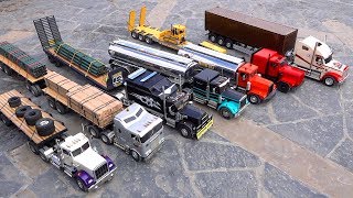 7 Truck Semi Convoy Rolls through a City  114th scale  RC ADVENTURES [upl. by Lleznol]