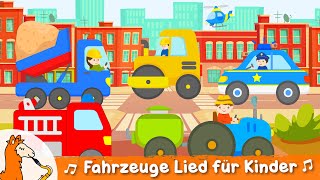 Auto Kinderlied  12 Fahrzeuge für Kinder  Kipplaster Polizei Traktor Feuerwehr Müllauto uvm [upl. by Analahs]