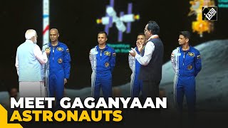 India’s 4 astronauts for Gaganyaan mission revealed PM Modi bestows astronaut wings [upl. by Dodge184]