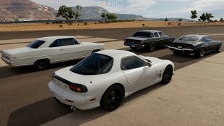 Forza Horizon 3  Airstrip Roll Racing  400HP 13B Twin Turbo RX7 vs Nova SS Evo 9 Mustang amp More [upl. by Roz]