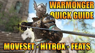 Warmonger Quick Guide  Moveset Hitbox  Broken Feats For Honor [upl. by Aicillyhp259]