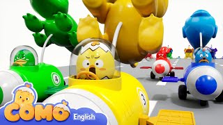 Como  Animal balloon car racing  Learn colors and words  Como Kids TV [upl. by Madelyn801]