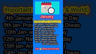 january important days।january important days tricks।january important days tricks 2024 [upl. by Morry]