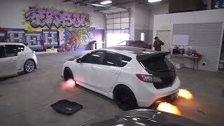 800 hp Mazdaspeed 3 Launch Control Quad Exhaust Shoots Flames Everywhere [upl. by Naux651]