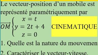 Mouvement rectiligne exercice corrigé [upl. by Neetsirk]