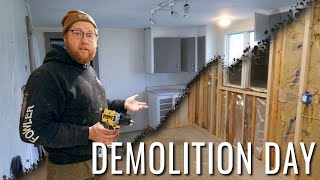 Farmhouse Kitchen Demolition  Maine Home Renovation Part 1 [upl. by Olympias]