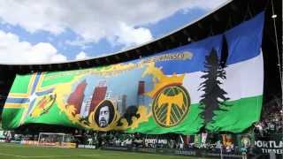 Timbers Army unveils enormous tifo banner for Cascadia Cup match against Seattle [upl. by Airbas]