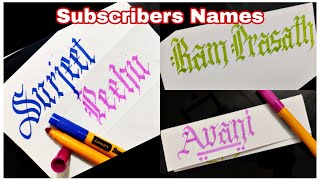 Chisel marker pen calligraphy  Write names with chisel markers  My Subscribers Name calligraphy [upl. by Consuelo]