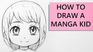 How to Draw a Manga Kid Face in Front View [upl. by Imoian]