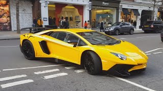 MILLIONAIRES Nightlife in Summer London  SUPERCARSTGE TV Driving Aventador SV VeyronAMG GangM4 [upl. by Ellehcan535]