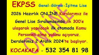 EKPSS 2026ya GenelGörmeİşitme Lise seviyesinde hazırlanan arkadaşlara özel yayınlarımız ve kursum [upl. by Ainezey]