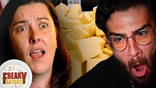 Addicted To Cheese  Hasanabi reacts to Freaky Eaters TLC [upl. by Xenia]