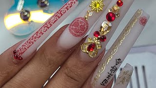 Beginner Acrylic Nail Application  Chinese Symbol 💮⛩️🫖 Inspired Nail Set  Practicing Doing Nails [upl. by Whitver126]