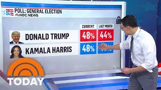 Trump pulls even with Harris in NBC News poll with 22 days to go [upl. by Osicran]