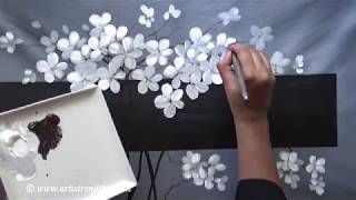 step by step acrylic painting for beginners on Large Canvas  BLACK amp WHITE [upl. by Notxarb]