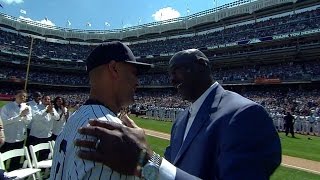 Michael Jordan introduced on Derek Jeter Day [upl. by Maurreen577]