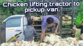 Chicken lifting tractor to pickup van  Rani time Big problem chikan lifting  lifting Brolier [upl. by Thorbert]