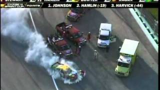 Kevin Harvick Takes out Kyle Busch Big Fire Homestead Sprint Cup Race 2010mpg [upl. by Lerak]