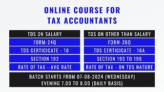 TDS online Course  TDS on Salary amp TDS on Other than salary [upl. by Celesta]